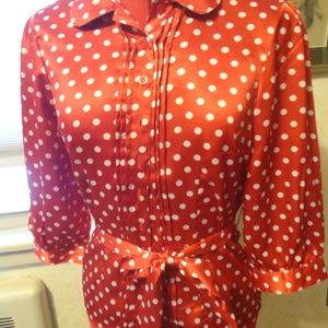 VTG ANTILIA FEMME STRETCH Red/WHITE Polka Dot Top